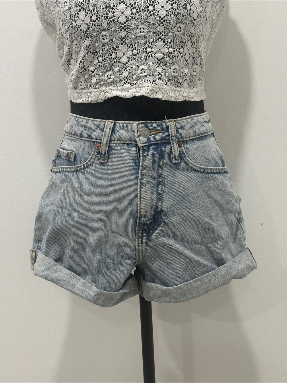 Wild Fable High-Rise Rolled Hem Denim Shorts - Light Wash Blue